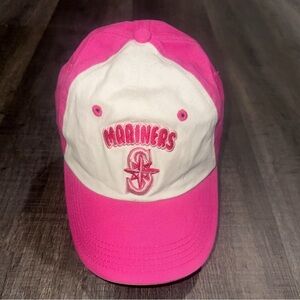 Adjustable Youth Size Seattle Mariners MLB Baseball Cap in Pink & White